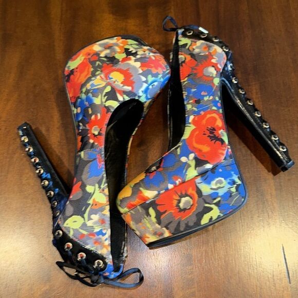 ALBA Corset Floral Platform Stiletto Heels Size 7 - Picture 7 of 9